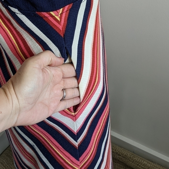 TRINA Turk Bright Chevron Cotton Sheath Midi Dress 4 - Picture 10 of 17